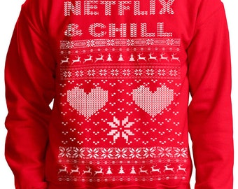 NETFLIX and CHILL DRAKE Ugly Christmas sweater Netflix Bling t shirt sweatshirt Netflix 1800 hotline bling sweatshirt