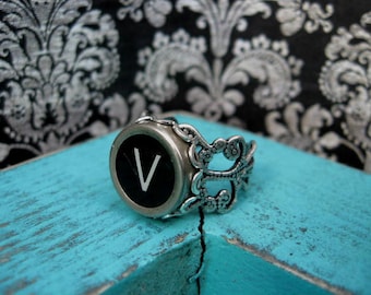 Typewriter Key Jewelry Typewriter Key Ring Initial V