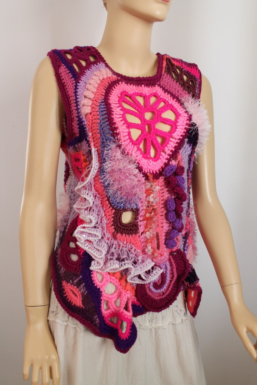 Fairy Crochet sweater  Boho  Chic Hippie Gypsy Mori Girl 