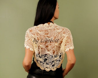 Cream Shrug and Bolero, Knit Loose Shrug, Mercerized Cotton Shrug, Knit Lace Shrug, Cover Up, Wedding Shrug, Bridal Bolero