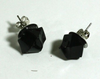 Black Post Earrings: Acrylic Bead Post Earrings, Flower Girl Jewelry, Kids Earrings, Bridesmaid Earrings