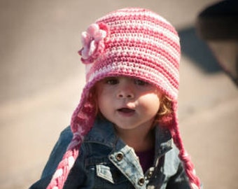 Striped Earflap Hat- Newborn-4T/Photography Prop/cbbcreations