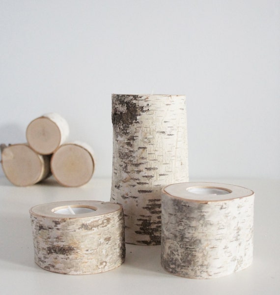 natural white birch wood candle holders set of by urbanplusforest