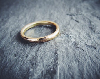 Sweet and Simple Hand Forged Womens Wedding Band in 14K Gold. Made to order.