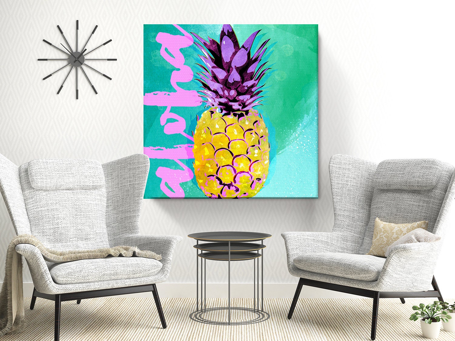 Pineapple Beach Decor Coastal Wall Art large Canvas Art