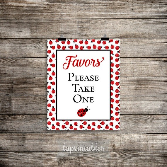 Favors Please Take One Printable Sign Ladybug by LAPrintables