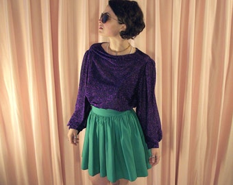 Sheer Purple Sparkle Gathered Blouse