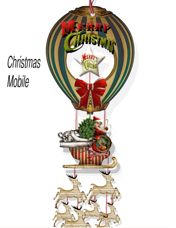 Printable Christmas Holiday Balloon Ride Mobile