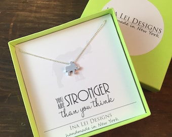 Elephant Friendship Necklace, Elephant Necklace, Gift Best Friend, Best Friend Gift, Positive Quote, You Are Stronger Than You Think