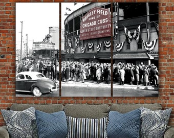 Chicago Cubs Wrigley Field 1945 World Series Digital Painting on Canvas, Wrigley Field Canvas, Chicago Cubs Art, Cubs World Series