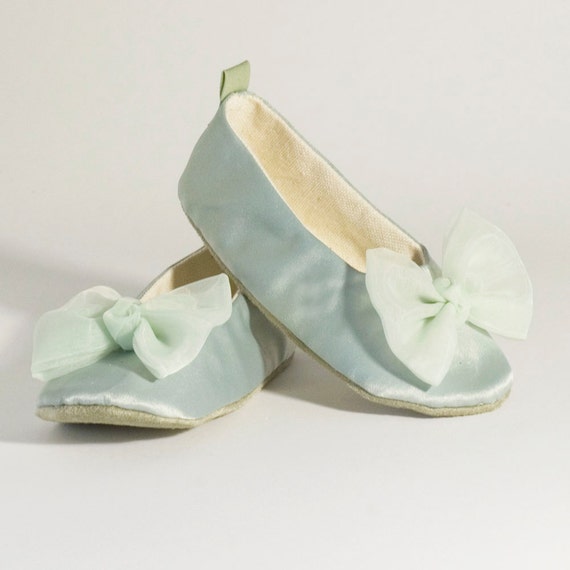 sage green satin shoes