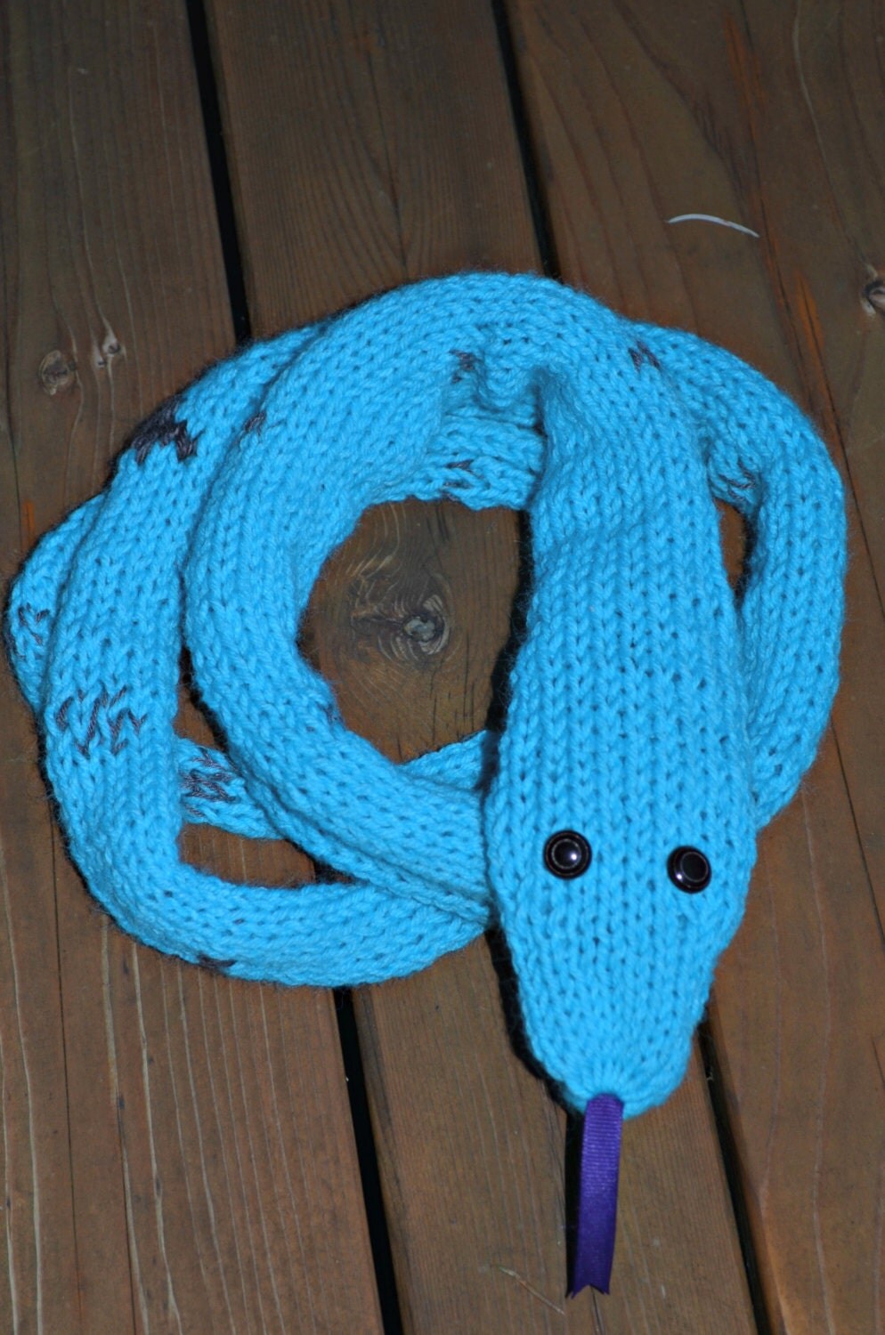 Snake Scarf Aqua Blue Spotted Snake Scarf handmade long skinny