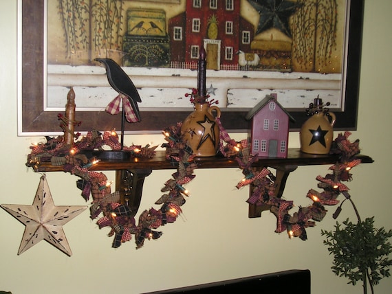 Primitive Christmas Garland For A Traditional Themed Christmas 1286