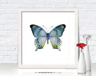 Blue BUTTERFLY Painting, Butterfly Art, Butterfly Print, Blue Butterfly Watercolor, Butterfly Greeting Cards, 68 Laglaizei Butterfly