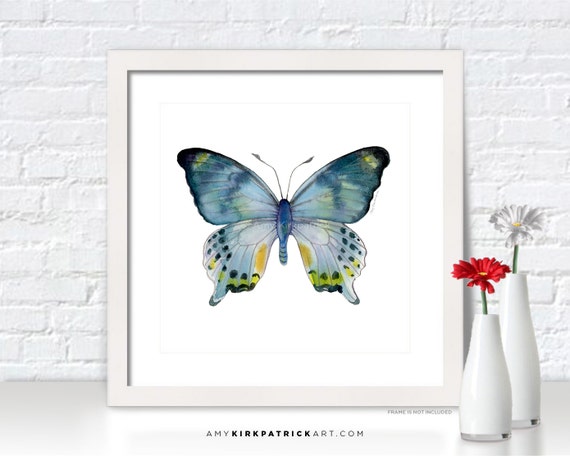 Blue BUTTERFLY Painting Butterfly Art Butterfly Print Blue