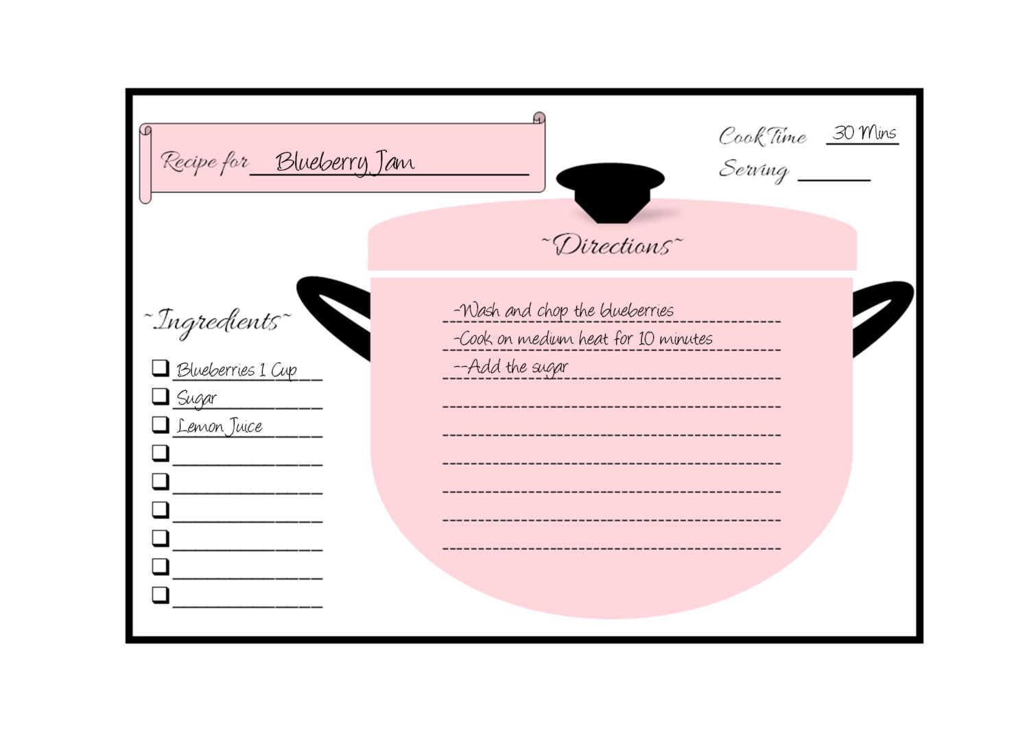free fillable printable recipe cards