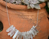 Angel Aura Quartz Necklace, raw crystal bib necklace, aura quartz necklace, boho crystal necklace, chakra necklace