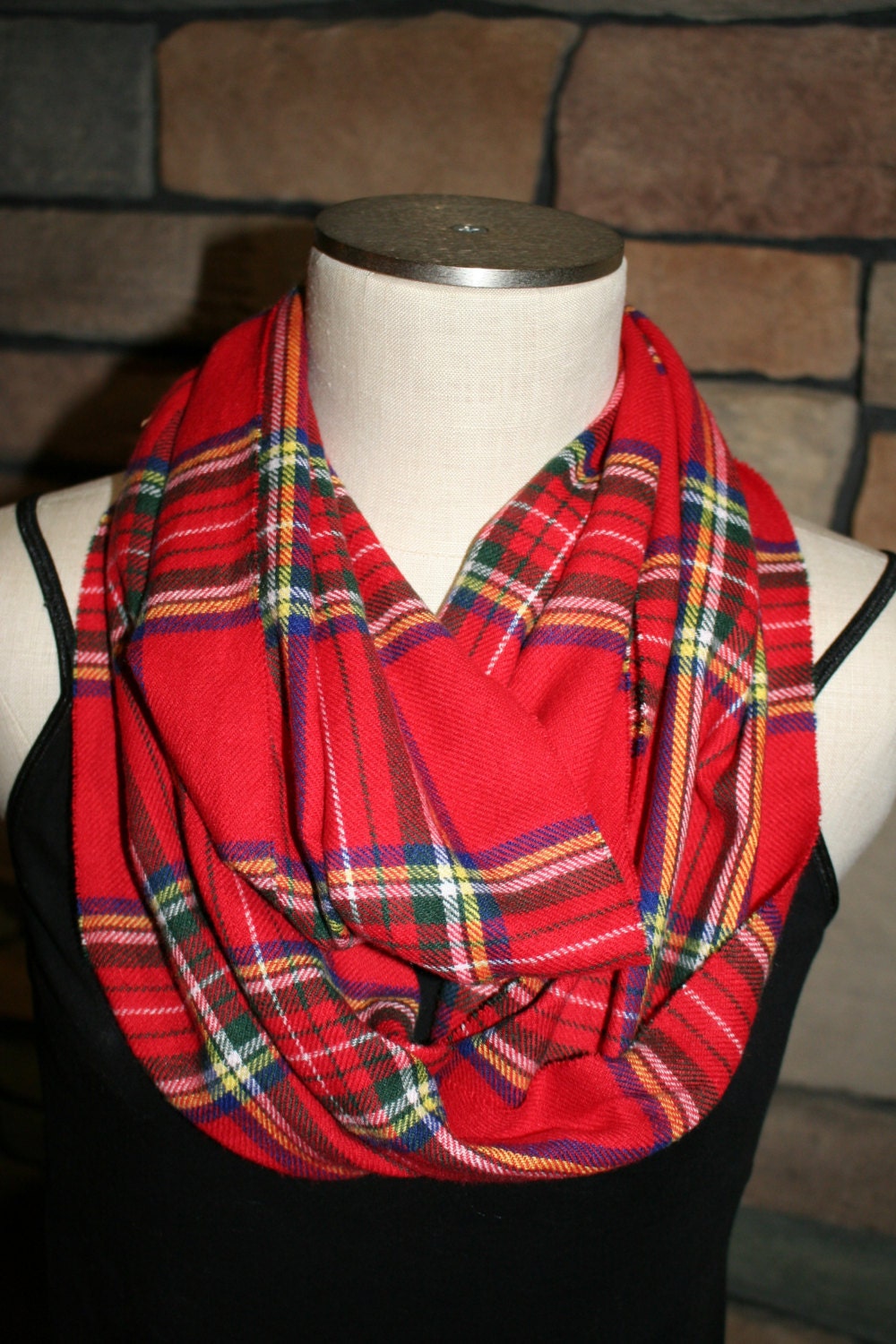 Red Plaid Infinity Scarf Tartan Plaid Scarf Royal Stewart