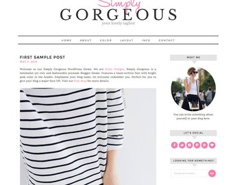 Wordpress Theme Responsive Blog Design "Simply Gorgeous" - Stylish and Clean
