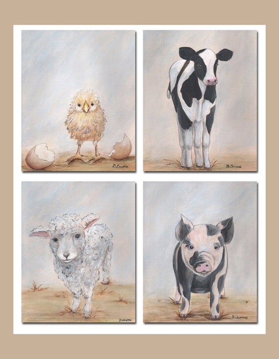 Farm Animal Prints Baby Animal Prints Nursery Wall Art Lamb