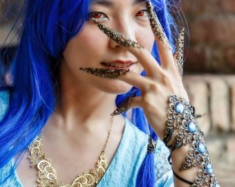 Vampire Empress Gothic Flourish Filigree armor ring (1 Ring or set of 5)(3 color option) Pliable Metal adjustable finger ring for cosplay