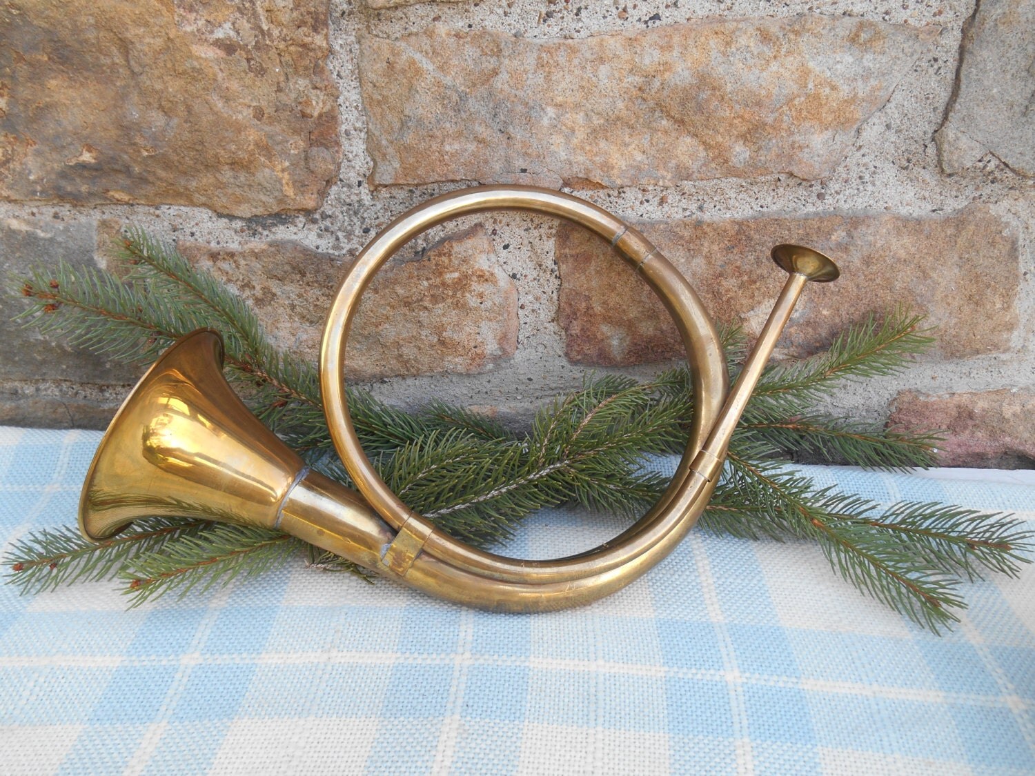Vintage Brass Horn Trumpet Christmas Decor Hand Crafted India