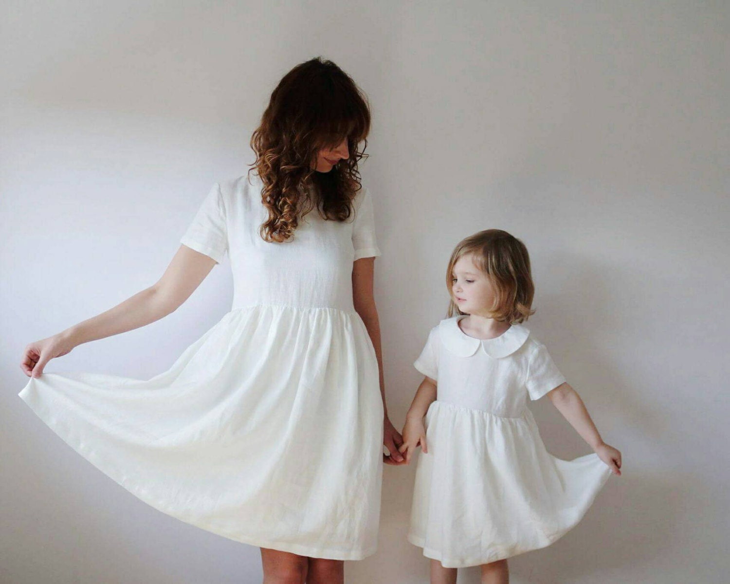 Matching Mommy and Me Dresses White Linen Dresses Linen