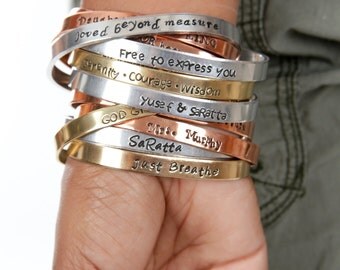 FLASH SALE Hand Stamped Jewelry - Mantra Bracelet - Custom Bracelet - Personalize Engraved Cuff - Expressions Bracelets