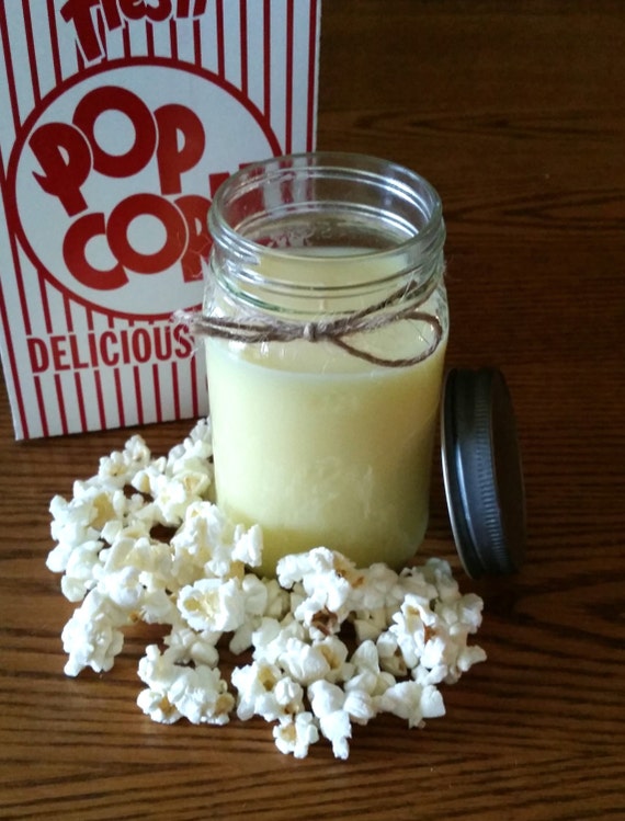 Movie Night // Buttered Popcorn Scented Candle // 16 oz. Mason