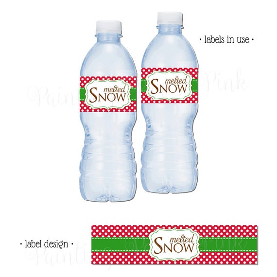 Melted Snow Water Bottle Labels Printable Instant Download