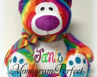Jumbo Personalized Rainbow Bear Stuffed Animal