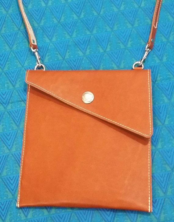 Brown Leather Shoulder Bag Pouch Sling Handmade in USA