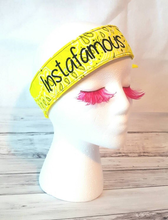 Instafamous bandana headband yellow bright yellow bandana