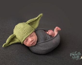 Baby Yoda Hat Photography Prop, MADE TO ORDER