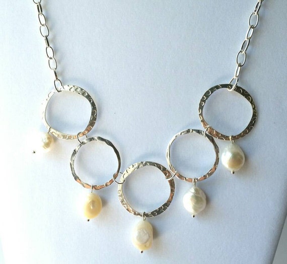Ivory Freshwater Pearl and Silver Necklace