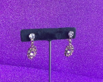 Vintage Purple Rhinestone Drop Earrings