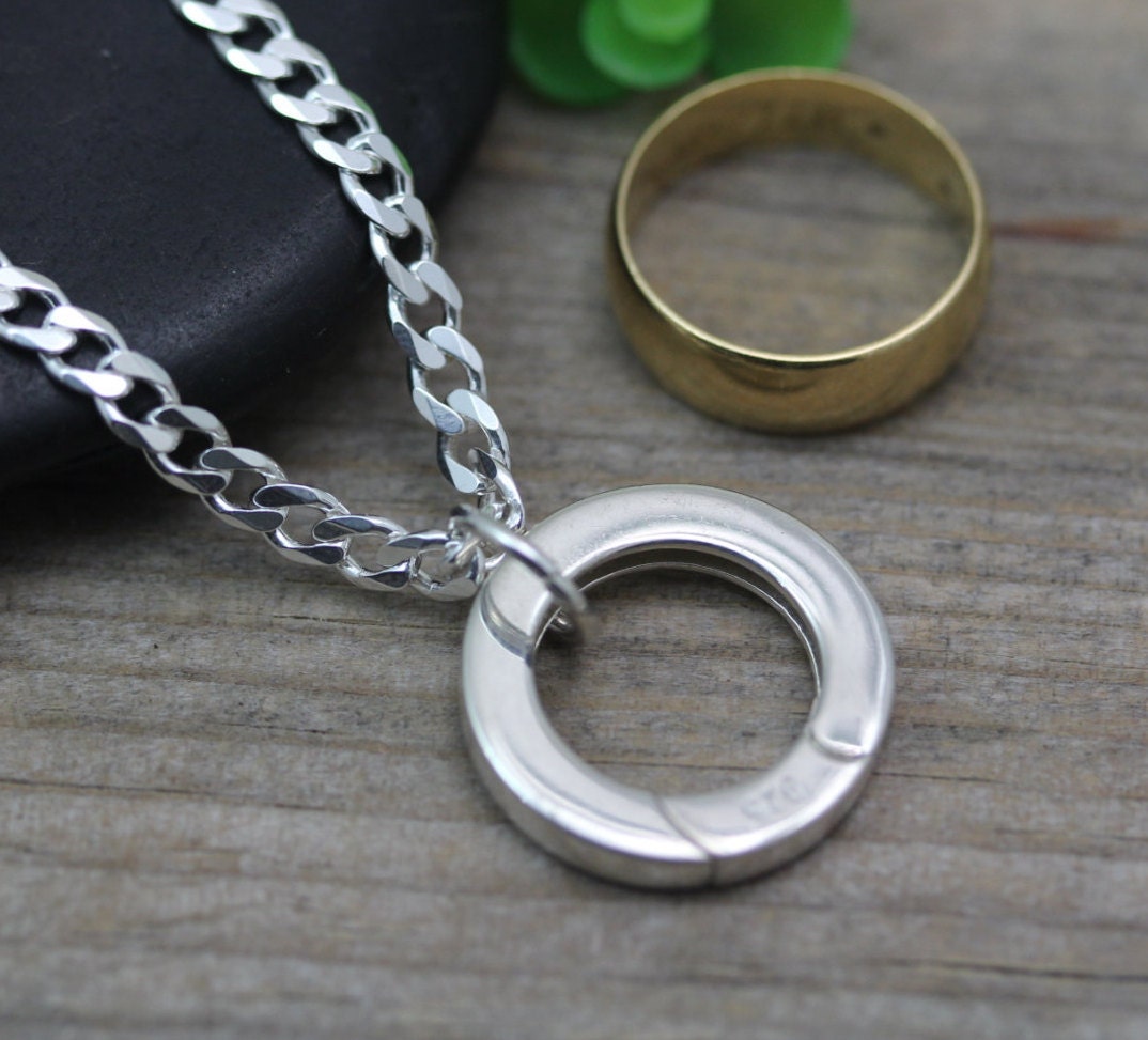 Mens Ring Holding Sterling Silver Ring Holder Necklace