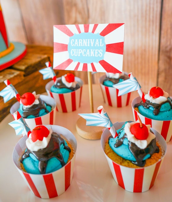 Carnival Party Straw Flags - Carnival Straw Flags - Circus Straw Flags - Instant Download and Edit File at home with Adobe Reader Il_570xn