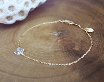 herkimer diamond bracelet /// dainty gemstone bracelet in GOLD or SILVER /// gift under 30 - gift for her - friendship bracelet