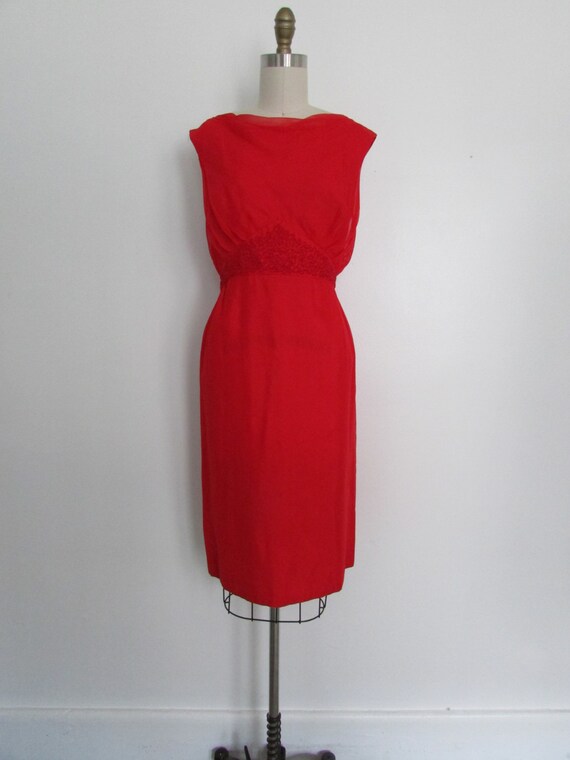 1960s red chiffon wiggle dress red dress 1960s wiggle