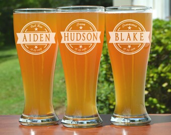 6 Groomsmen Gifts, Personalized Gift Set, 6 Wedding Party Gifts, Custom Beer Glass, Groomsmen Beer Glasses, Wedding Groomsman Gift, Pilsner