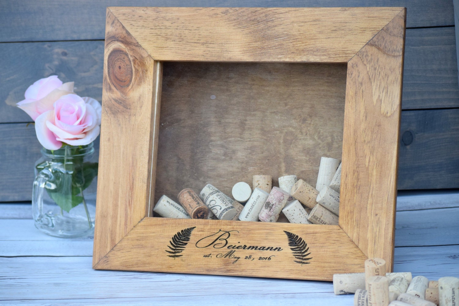 Wine Cork Holder Personalized Wine Cork Shadow by CountryBarnBabe