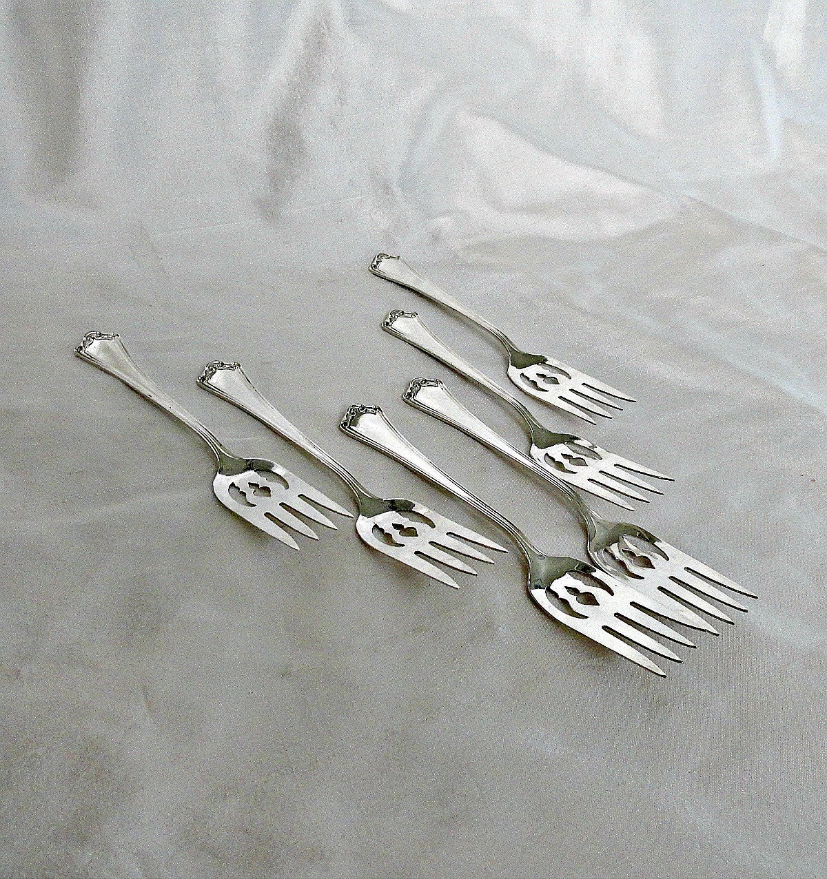 ON SALE Antique Sterling Ramekin Fork Set, Baker Manchester Roanoke Pattern, Roanoke Sterling