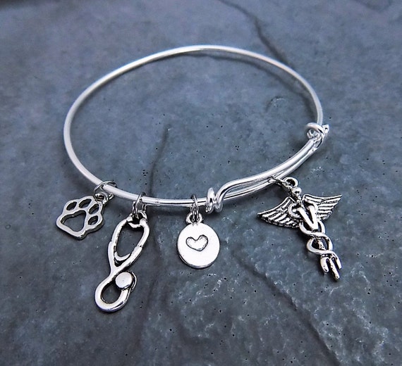 Vet Tech Gift Charm Bracelet Expandable Bangle