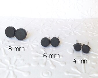 Black studs earrings, matte black earring, earrings for men,unisex, matte black studs, mens studs,round matte black studs, black studs