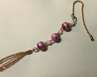 Ornament Bead Fan/Light Pull (E 614)