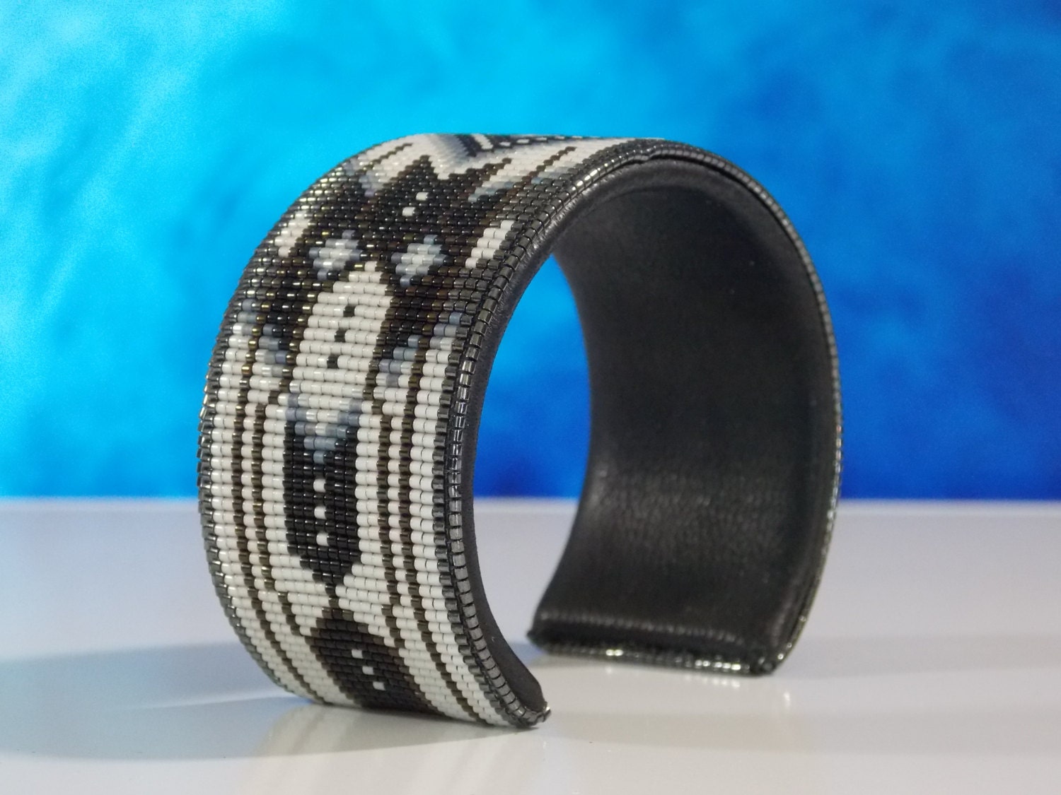 Cherokee Black Diamond Native American Beaded Cuff Bracelet