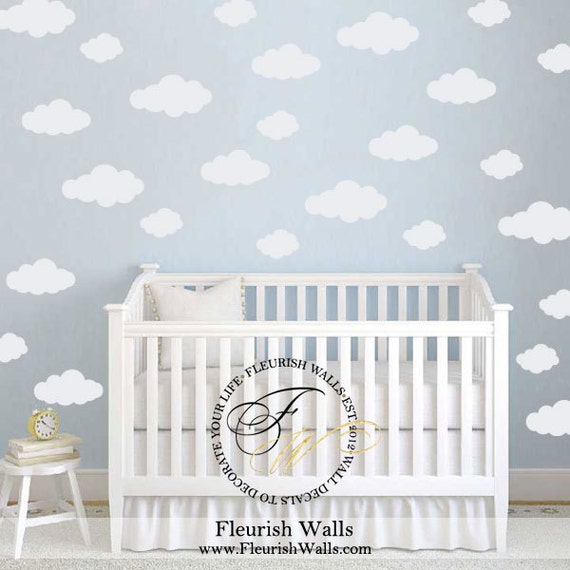 Clouds Decal Baby Girl Nursery Wall Decal Baby Girl Wall