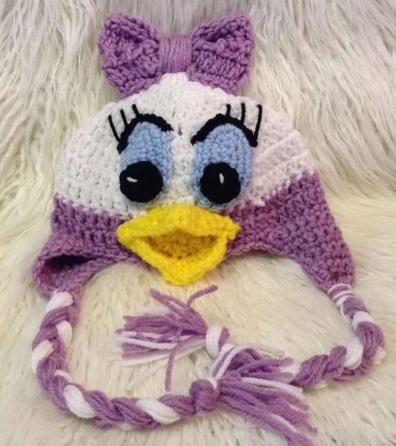 Crocheted Daisy Duck earflap hat daisy duck hat baby duck
