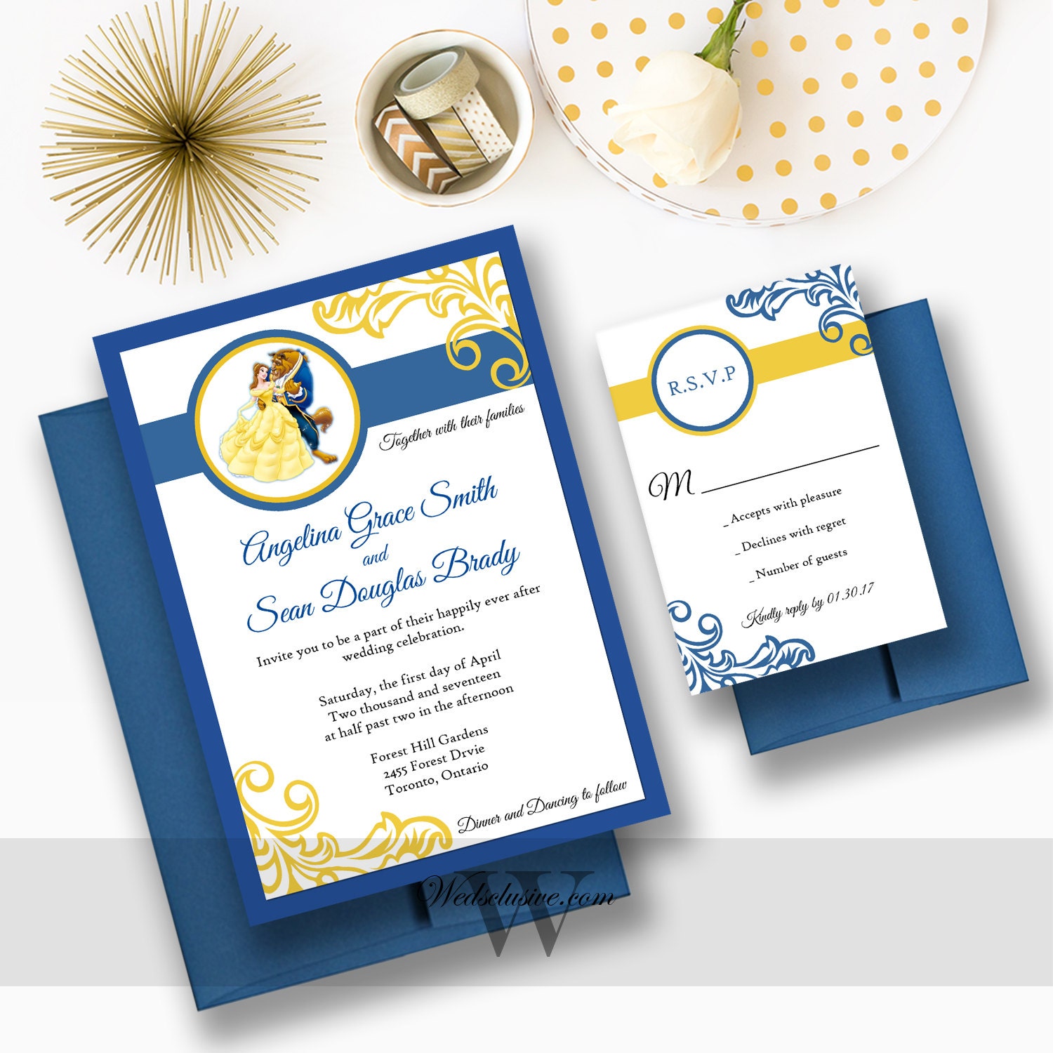 Beauty and the Beast Wedding Invitations Disney Weddings